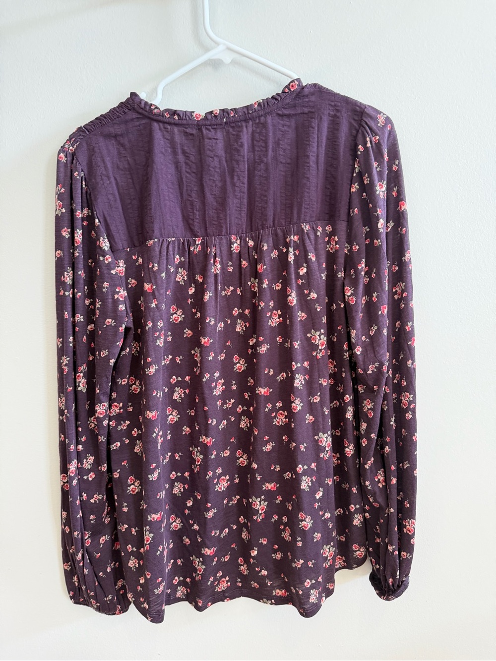Mason & Belle Women’s Blouse Size L Purple Floral Smocked Boho Long Sleeve Top - Picture 2 of 5